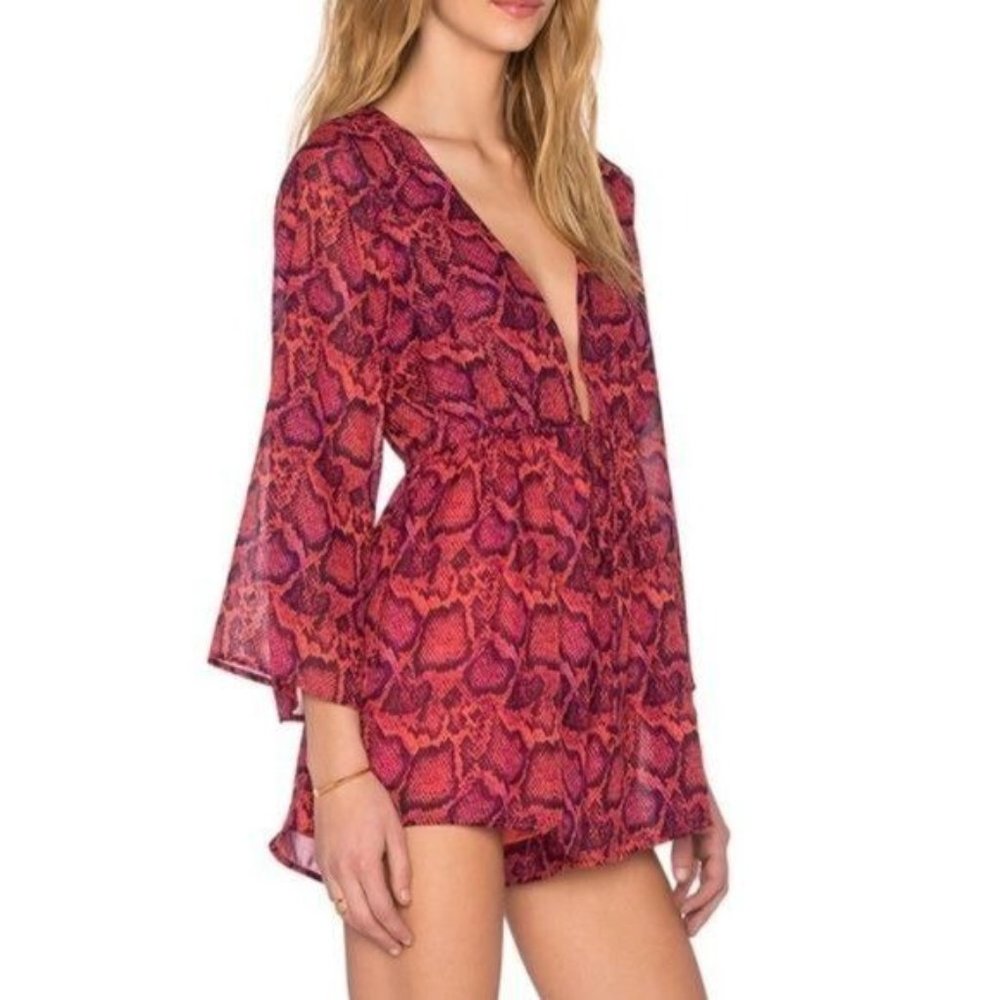 Show Me Your Mumu Size S Roxy Popsicle Python Romper Tromped Sleeves